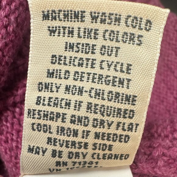 L.L. Bean Ribbed Open Front Mauve Cardigan Shawl Collar 100% Cotton Medium - Picture 9 of 9